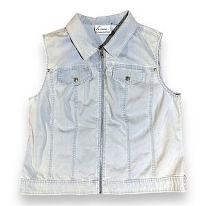 Linea by Louis Dell’Olio Vintage Jean Vest Light Wash Denim Gold Zip Women L